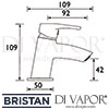 Bristan Smile Cloakroom Basin Mixer without Waste Tap Dimensions